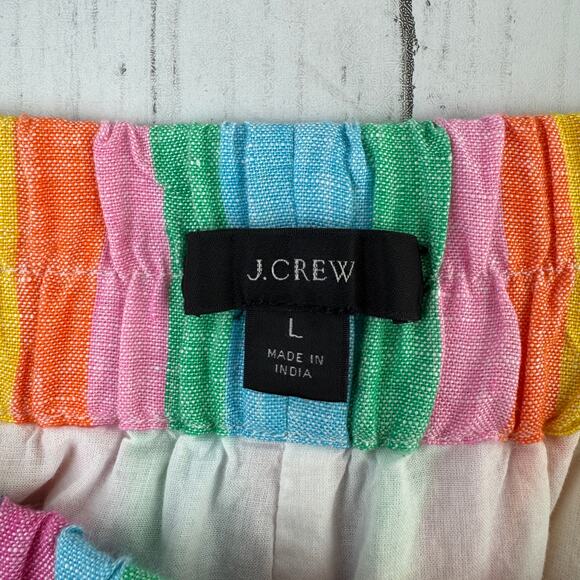 J. Crew Rainbow Stripe Linen Pull-on Knee-Length Skirt Pockets AO793 Size Large - Picture 8 of 15